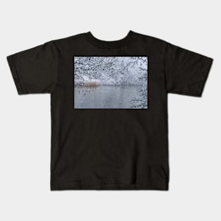 Snowy duck pond - Hampden Park, Eastbourne Kids T-Shirt